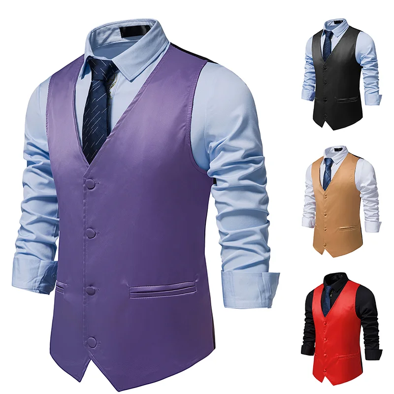 

Мужской однотонный жилет для свадебной церемонии 2023, повседневный тонкий сценический костюм Briti, жилет, мужской жилет, модный весенне-осенний