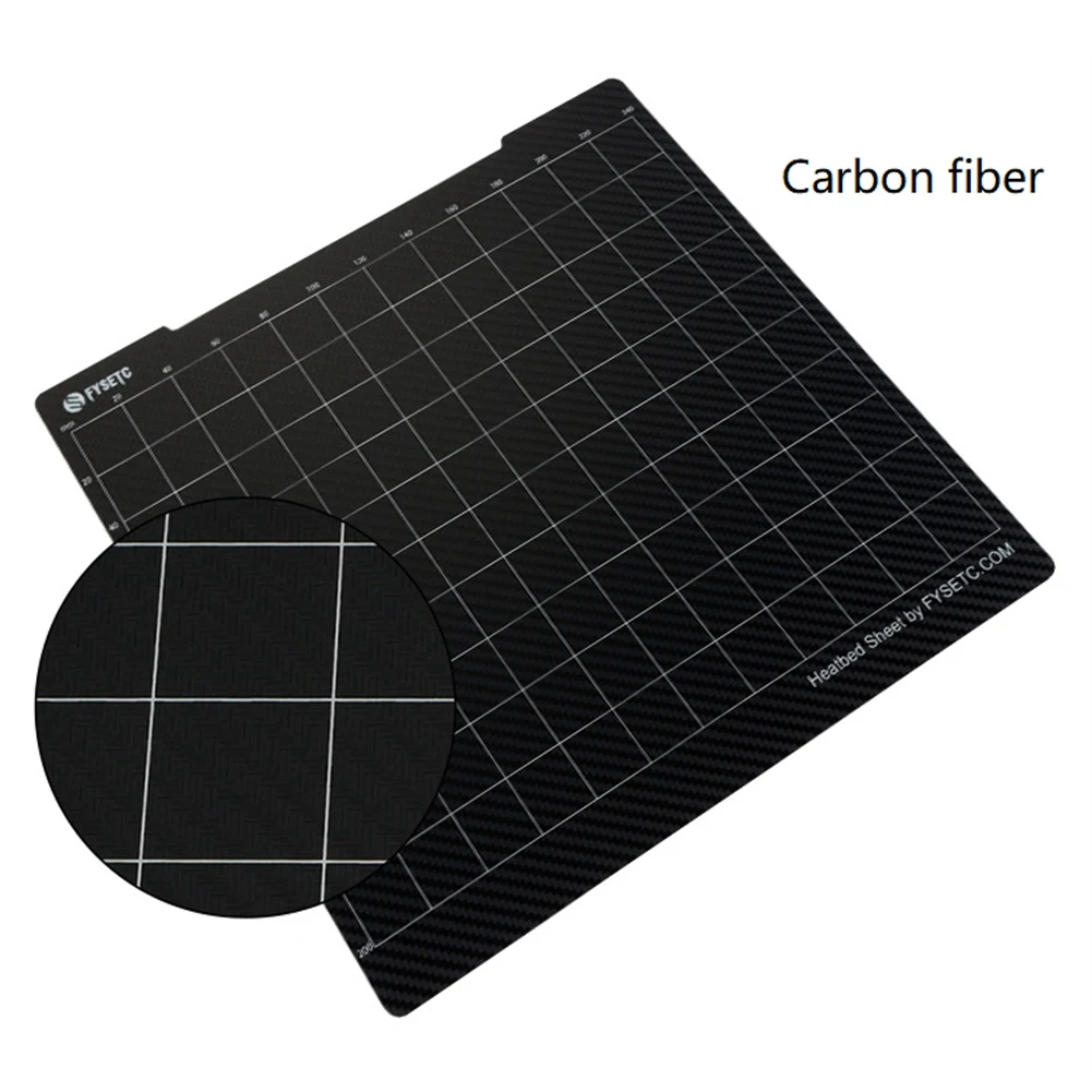 FYSETC hoja de acero de resorte PEI de doble cara, fibra de carbono + polvo 235x235mm para Ender 3V2/ Ender 3 Pro/Ender 3/Ender 5
