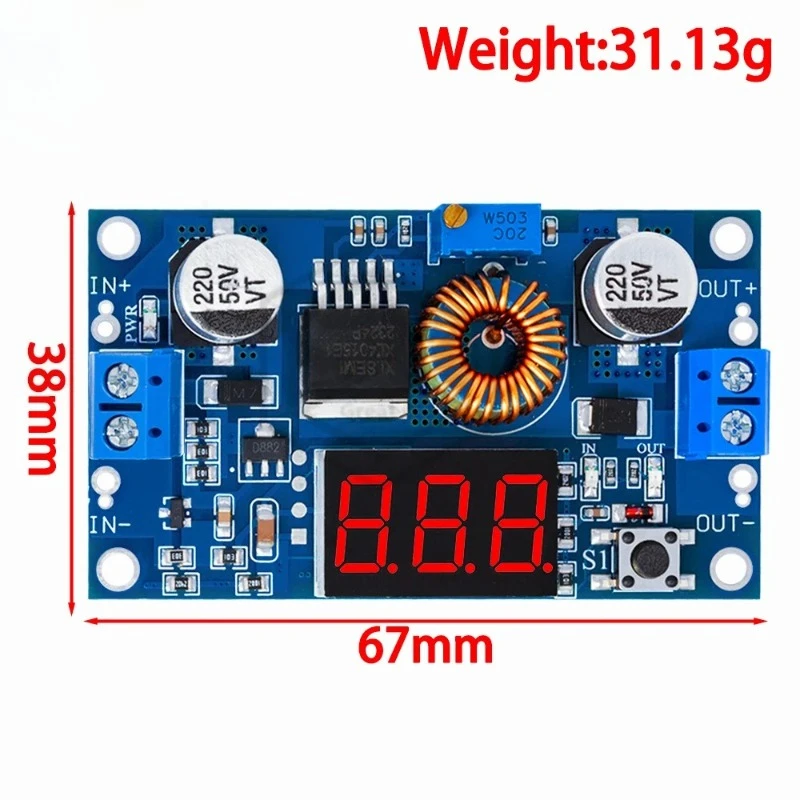 1PCS  5A 75W XL4015 DC DC Converter Adjustable Step-Down Module 4.0-38V to 1.25V-36V DIY Adjustable Power Supply