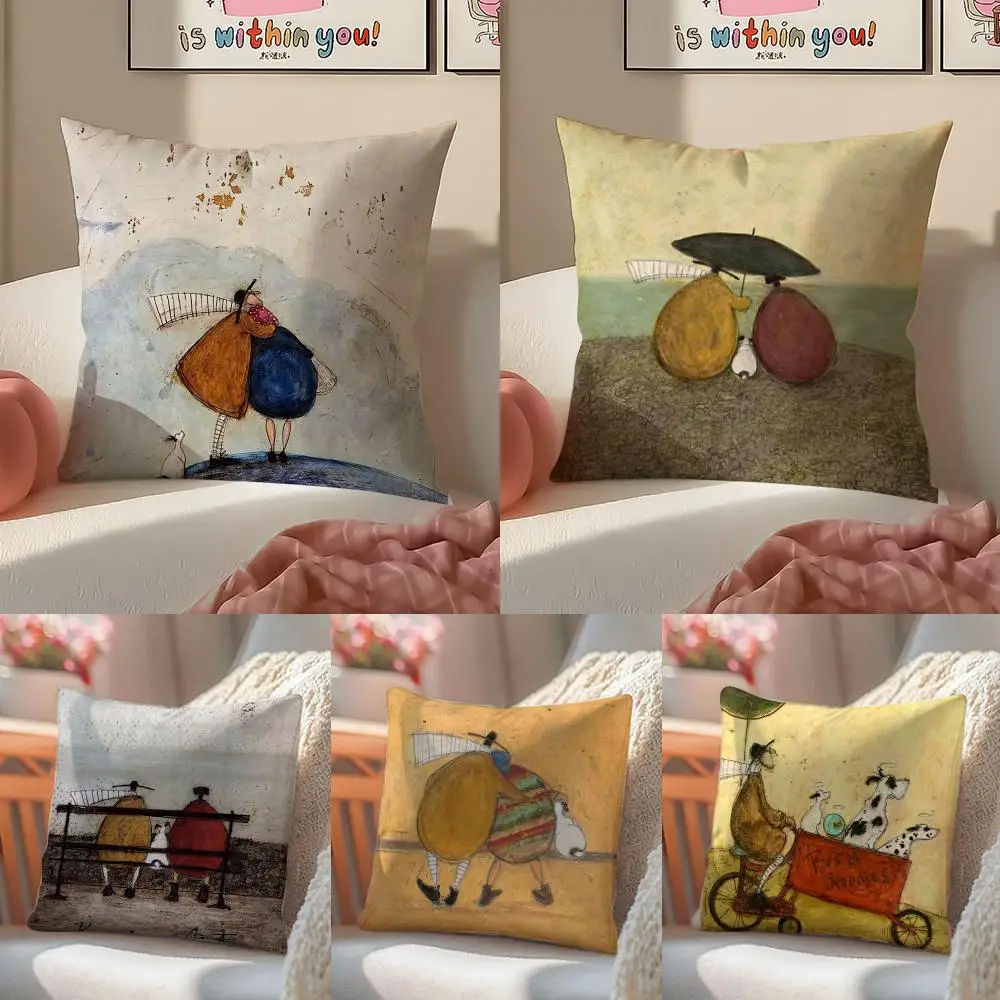 Painting S-Sam Toft Art Cushion Cover Linen Pillowcase Cover Soft Decor for Sofa Home Room