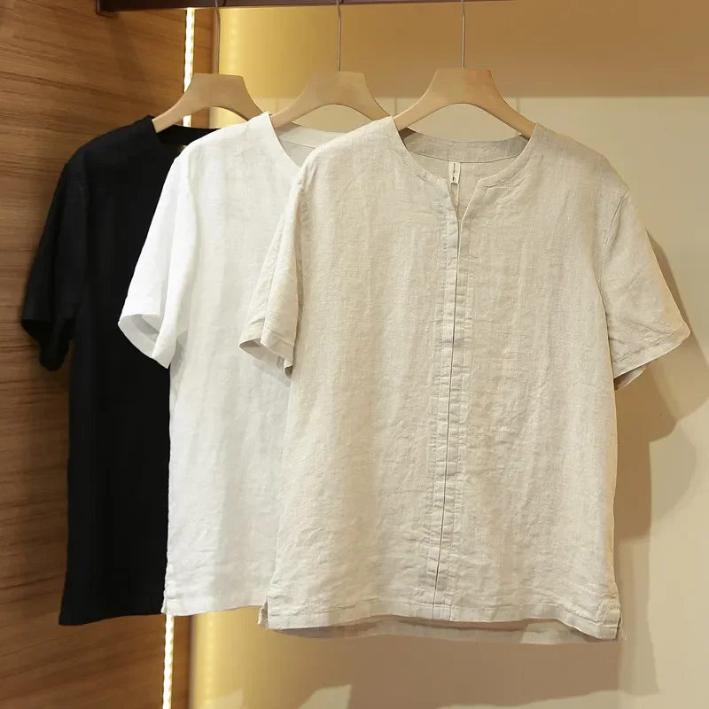

Gentleman's 100% Linen Summer Breathable Casual Short Sleeve T-Shirt