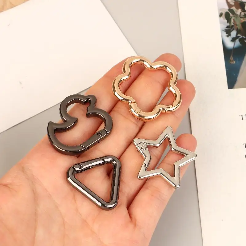 5Pcs Star Duck Flower Shape Spring Ring Open Buckle Carabiner Snap Clip For Leather Bag Handbag Belt Strap Connector