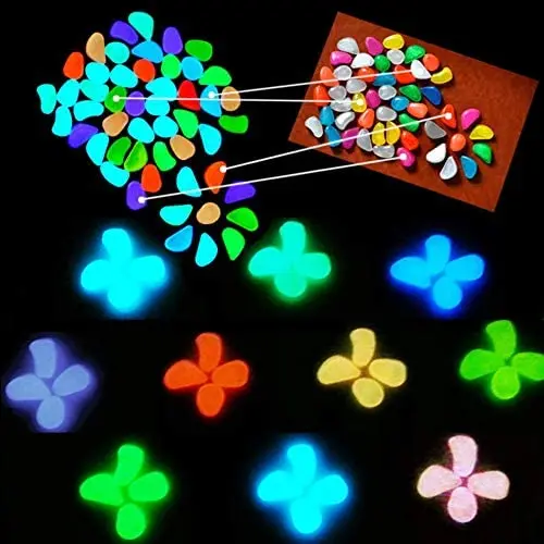 100pcs Garden Luminous Glowing Stone Pebble Glow in the Dark Garden Glow Stones Rocks for Walkways Garden Path Patio Lawn Decor