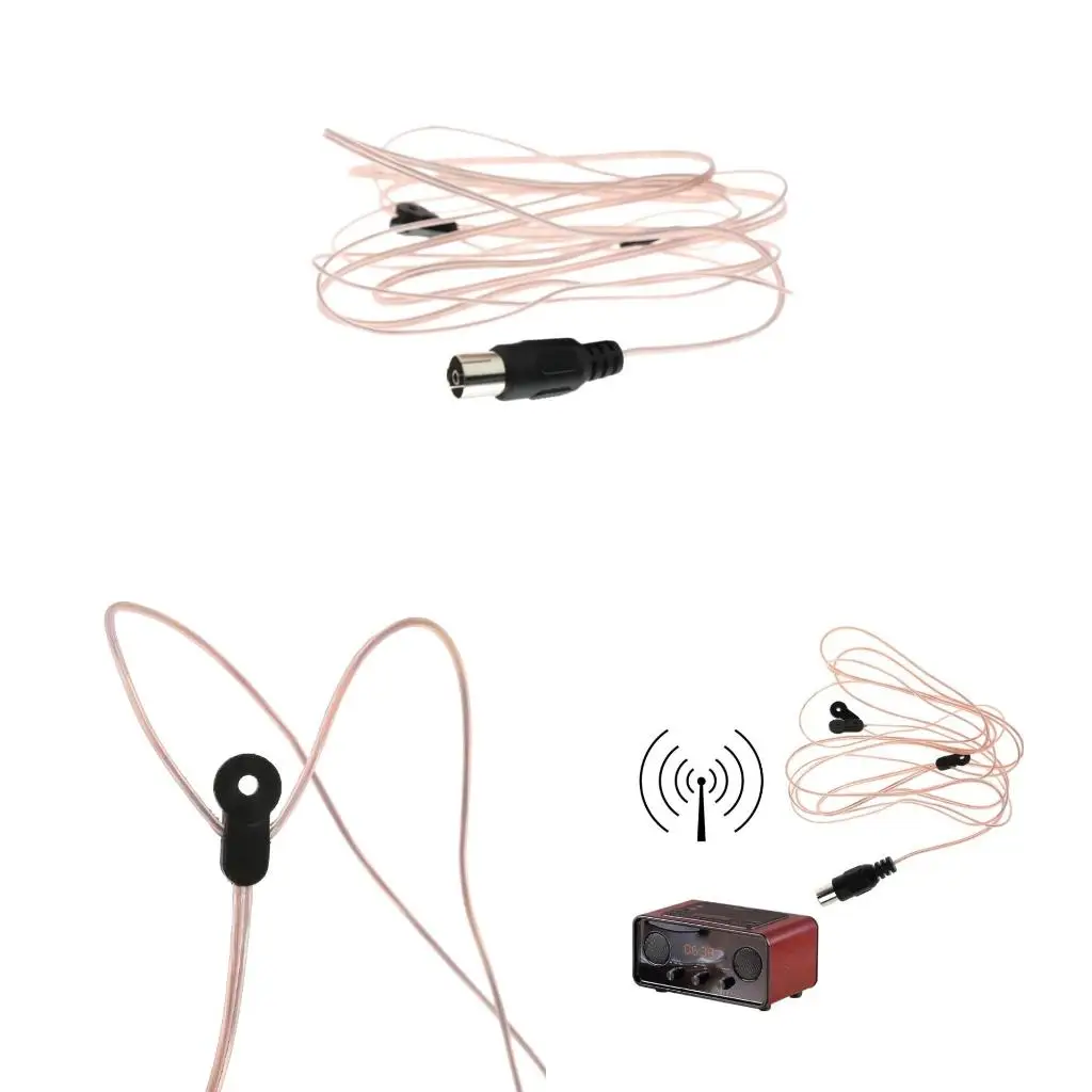 Universal FM Dipole Antenna Cable 520-1710MHz Female Plug Connector Wire Aerial for Home Indoor FM Radio Stereo Amplifiers