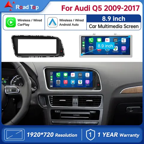 Lecteur multimédia CN Road Top 8,9'' Android Auto Link pour Audi Q5 2009-2017 GPS Carplay Écran tactile Car Play
