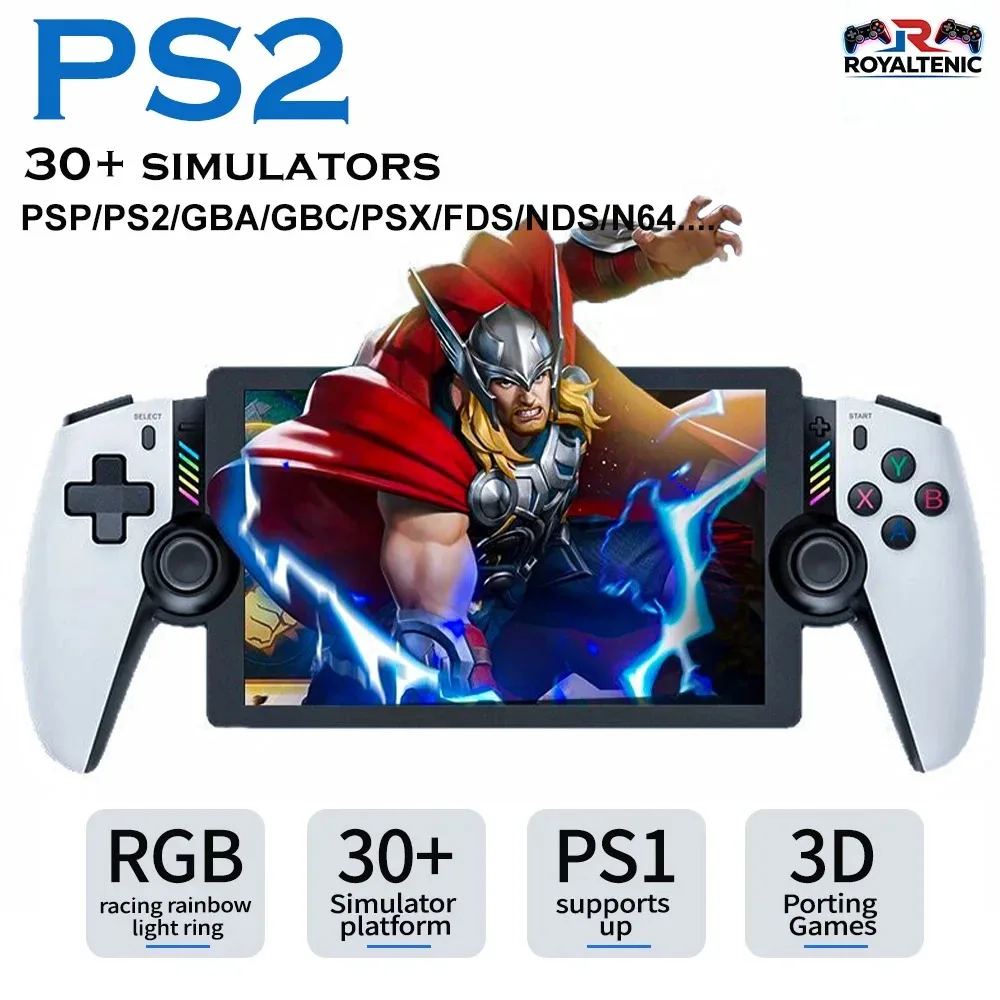 

Портативная игровая консоль M28 Retro, 7,1-дюймовый ЖК-экран HD, 30+ эмуляторов, 128 ГБ, 4000 мАч, PS2, 3D, двойной аналоговый стик, God of War Classic