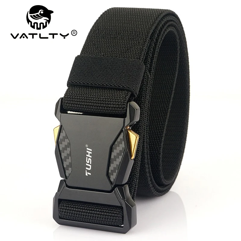 Official Genuine 2022 Elastic Belt for Men Alloy Buckle Quick Release Carbon Texture Military Tactical Belt Stretch Girdles Male