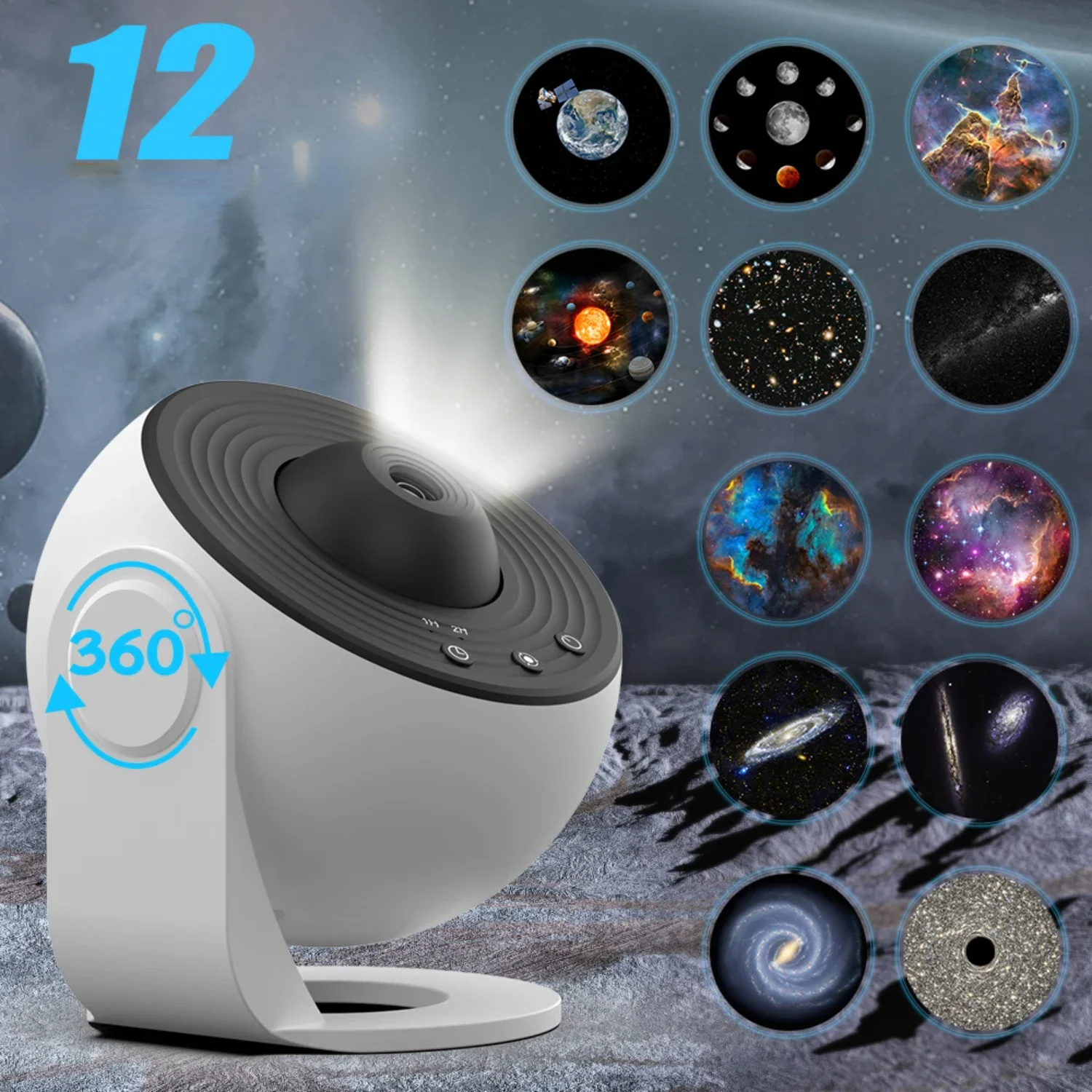 

12 In 1 Star Projector Bedroom Aurora Projection Night Light ° Rotating Planetarium Space Ambiance Lamp Gifts