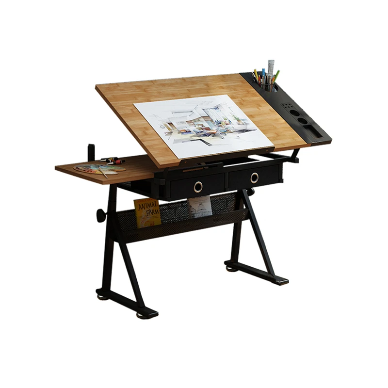 Height Adjustable Multi-Tilt Drawing Work Desk, Premium Drafting Table with Large Storage Drawer for Art Creation Engineer Draft image 3