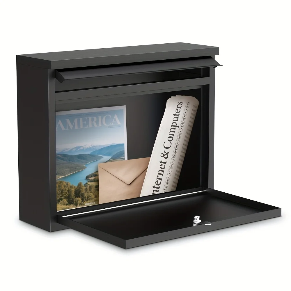 

Wall-Mounted Mail Box Large Lockable Letterbox with 2 Keys for House