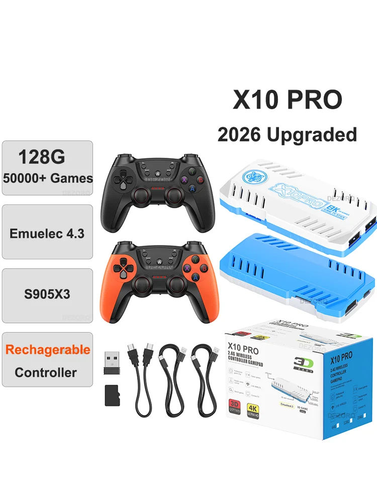 2026 X10 Pro 128GB Ingebouwde 50000 Retro Games 50 Emulators Videogames Console Oplaadbare Gamepad X10 Pro Game Stick 4K - afbeelding 2