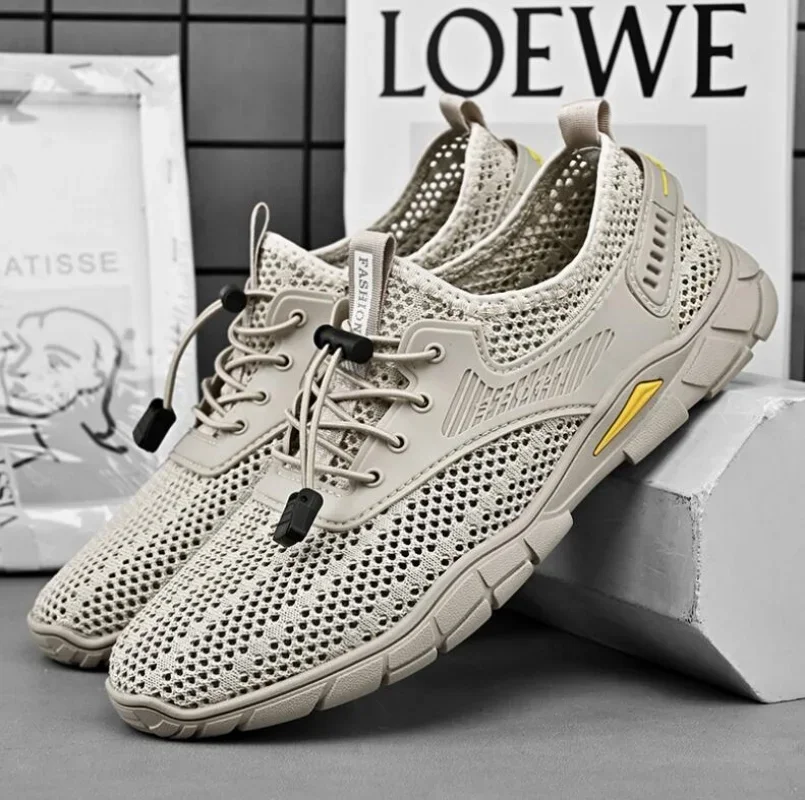 

New Fashion Mens Sandals Summer Outdoor Beach Leisure Mesh Shoes Breathable Hollow Out Treking Shoes Versatile Male Cool Sandals