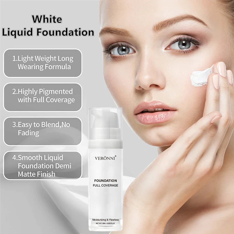 Halloween Liquid Goth White Makeup Color Matching Foundation Concealer Cosplay White Clown White Face Body Paint Discolor – Detail 4