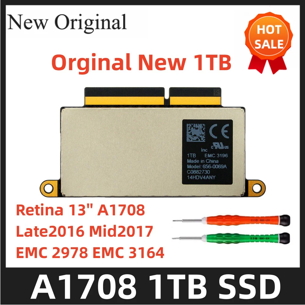 

A1708 SSD For Macbook Pro Retina 13'' A1708 Late 2016 Mid 2017 EMC 2978 EMC 3164 MLL42 MPXQ2 1TB SSD