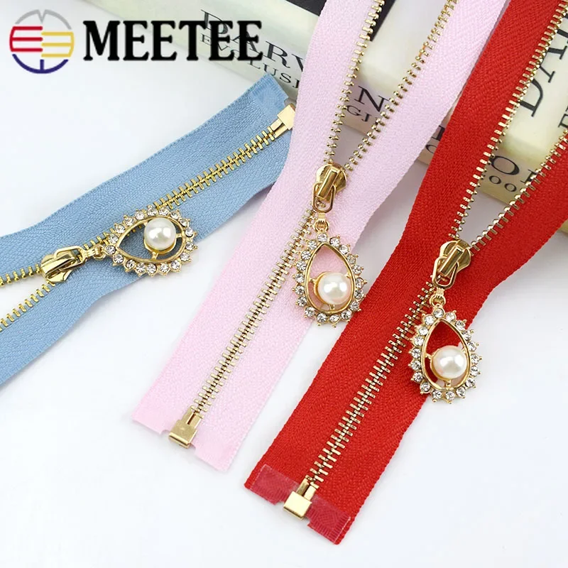 2/5pcs Meetee 3# Metal Zipper 40/50/60/70CM Open End Gold Teeth Zip for Sewing Bags Purse Down Jacket Skirt Clothing Accessories