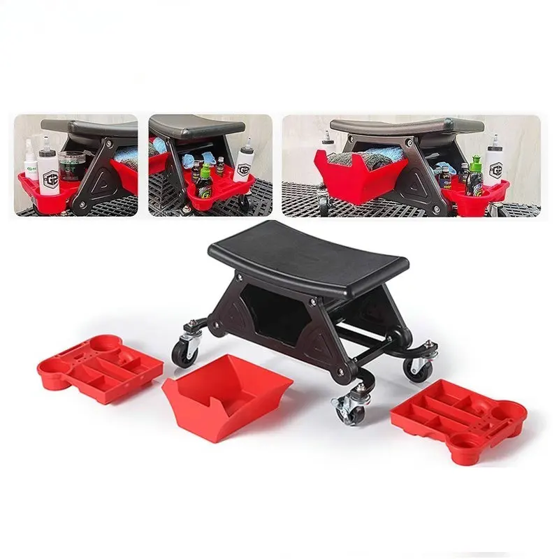 Workshop Seats, Four-wheel Maintenance Workbench Storage Chairs, Garage Maintenance Tables, Multifunctional Tool Chairs