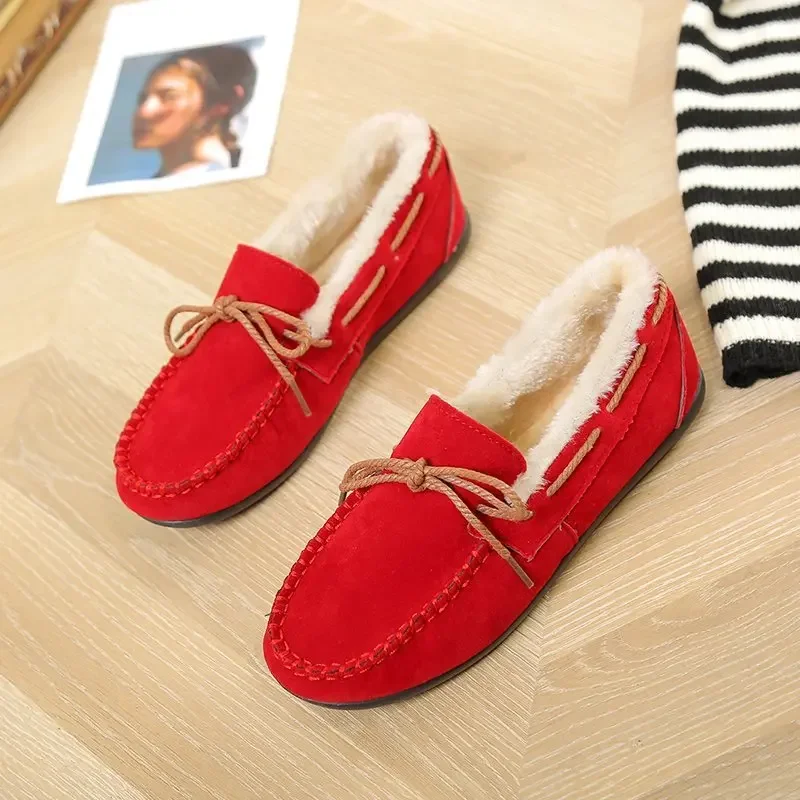 Winter Women Shoes Casual Comfortable  Loafers Warm Plush Shoes Moccasins Lady Cotton Shoes Plus Size