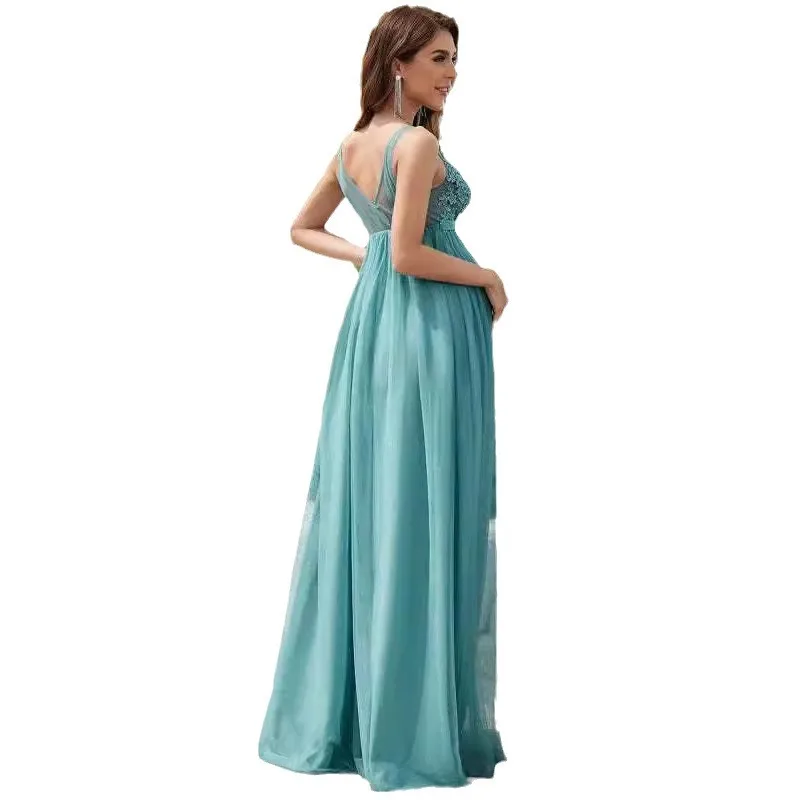 Sleeveless Maternity Photo Dress For Pregnant Tulle Woman\'s Evening Dress Long Pregnancy Shooting Dress Women Photography Gown
