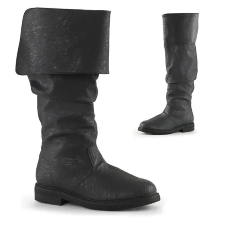 Middeleeuwse Viking Larp Piraat Mannen Laarzen Nordic Jackboot Renaissance Retro Steampunk Gothic Schoenen Robin Kostuum Lederen Schelvis