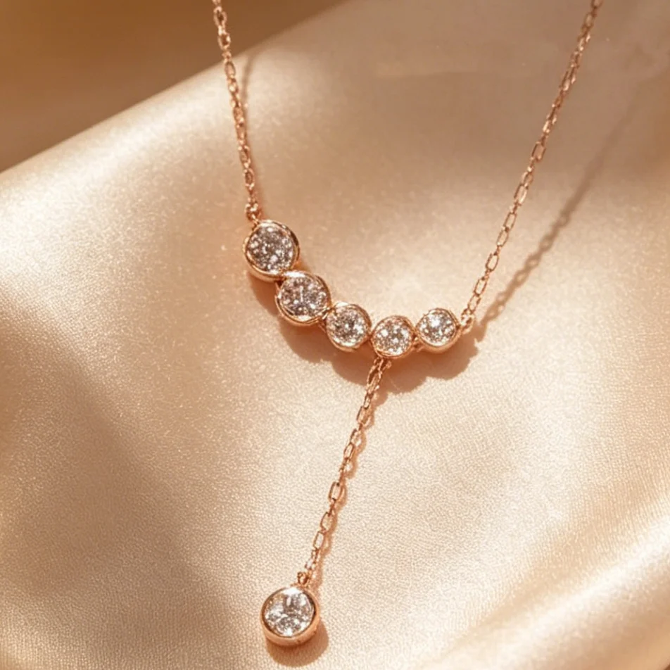 925 Sterling Silver Necklace Round Smile Pendant Adjustable Choker Elegant for Women Girl Jewelry Gift Dropshipping