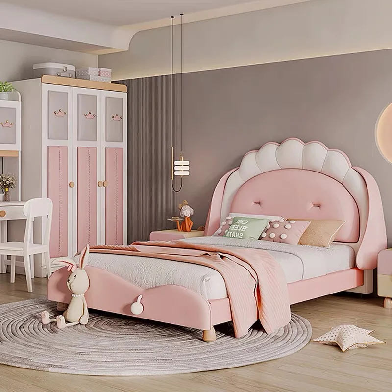 Детская кроватка розовая 150*200см с двумя сиденьями