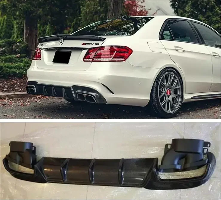 CARBON FIBER Rear Bumper Lip Spoiler Trunk Diffuser Cover&Exhaust Tips For Mercedes-Benz W212 E63 E63S E260 E300 2014 2015 2016