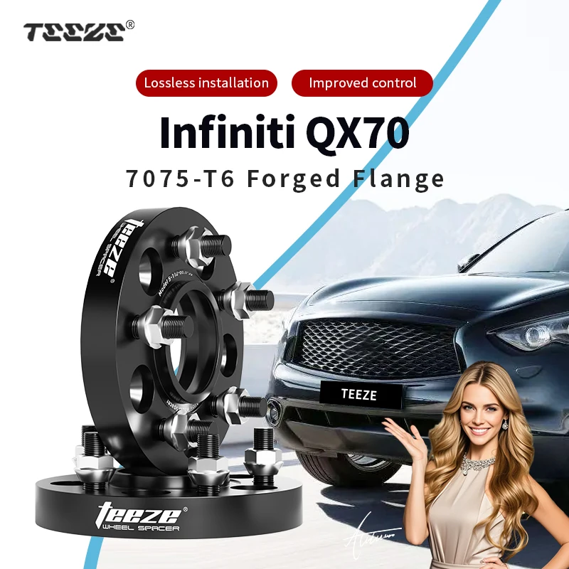 

Teeze 2/4pcs 5x114.3 CB66.1mm M12x1.5 Hub Centric Black Forged wheel spacer For Infiniti QX70 Flange Plate15/20/25/30/35mm