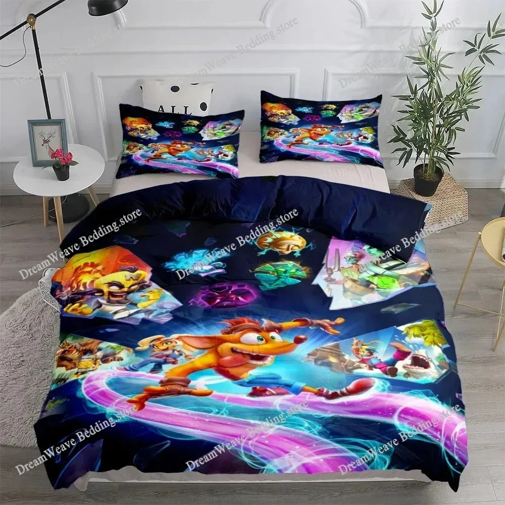 Crash Bandicoot Game Bedding Sets Exquisite Bed Supplies Set Duvet Cover Bed Comforter Set Bedding Set Luxury Birthday GiftFQH