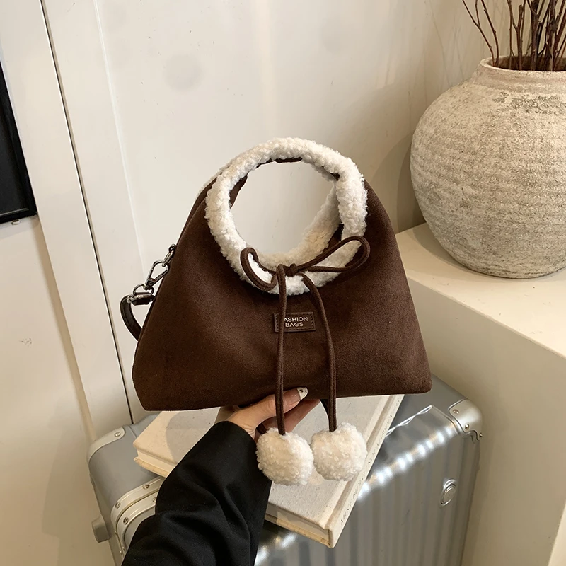 

Autumn/winter New Shoulder Bags Faux Suede 2026 Solid Color Bow Cute Women's Handbags Christmas Gift Giving Fashion Bags
