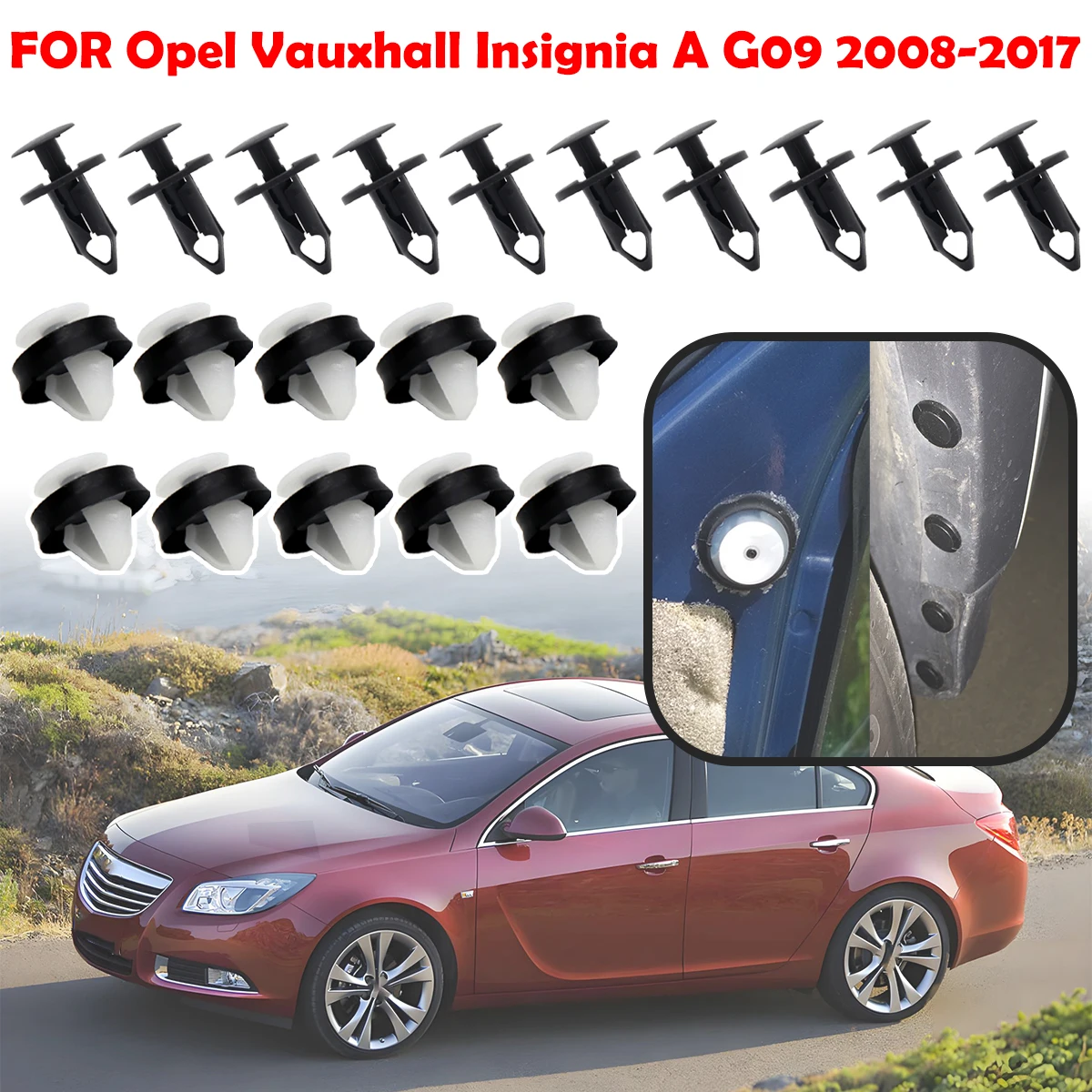 

For Opel Vauxhall Insignia A G09 2008 2009- 2017 Engine Undertray Bumper Wing Door Card Moulding Bumper Strip Rivet Carpet Clips