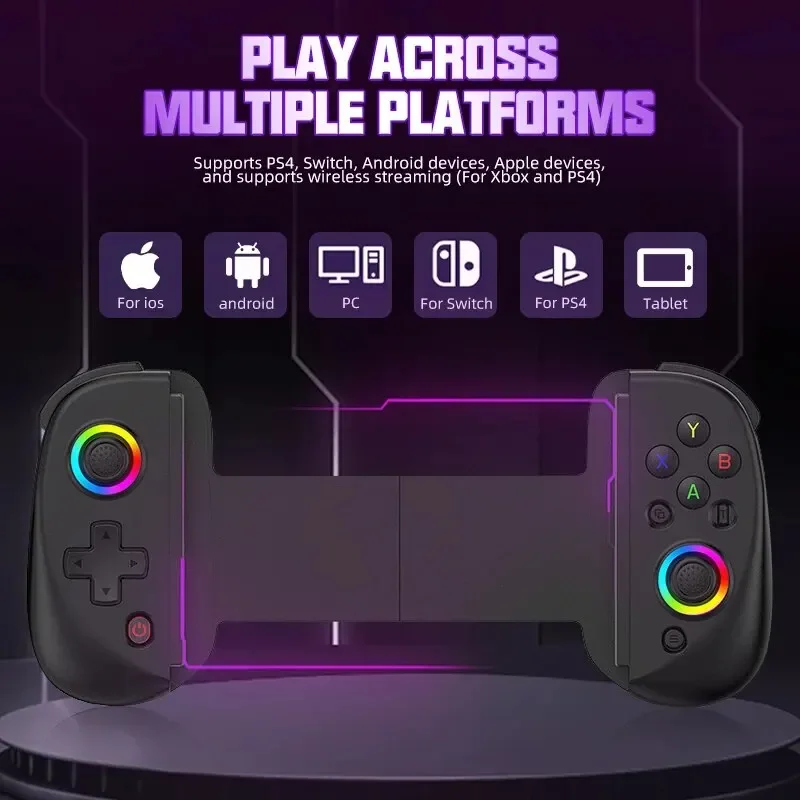 Good A new generation D8 Gaming Dual Hall Flexible RGB Controller Streaming Gamepad for Tablet Android PS4 Switch PC Joystick