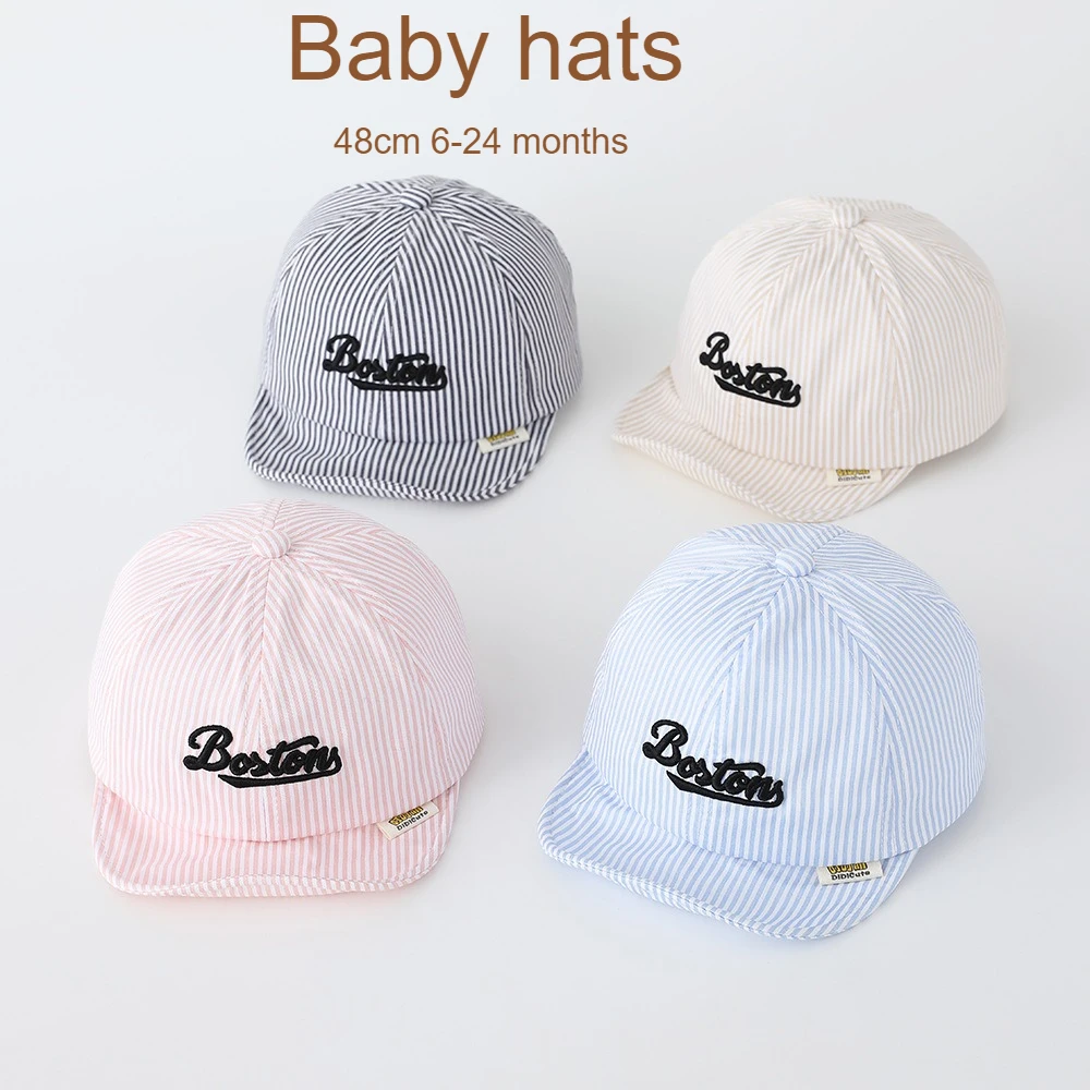 

Baby Striped Smile Cap 48cm 6-24 Months Contrast Color Soft Visor Infant Toddler Boy Casual Hat Girls Stripe Hats Children Caps