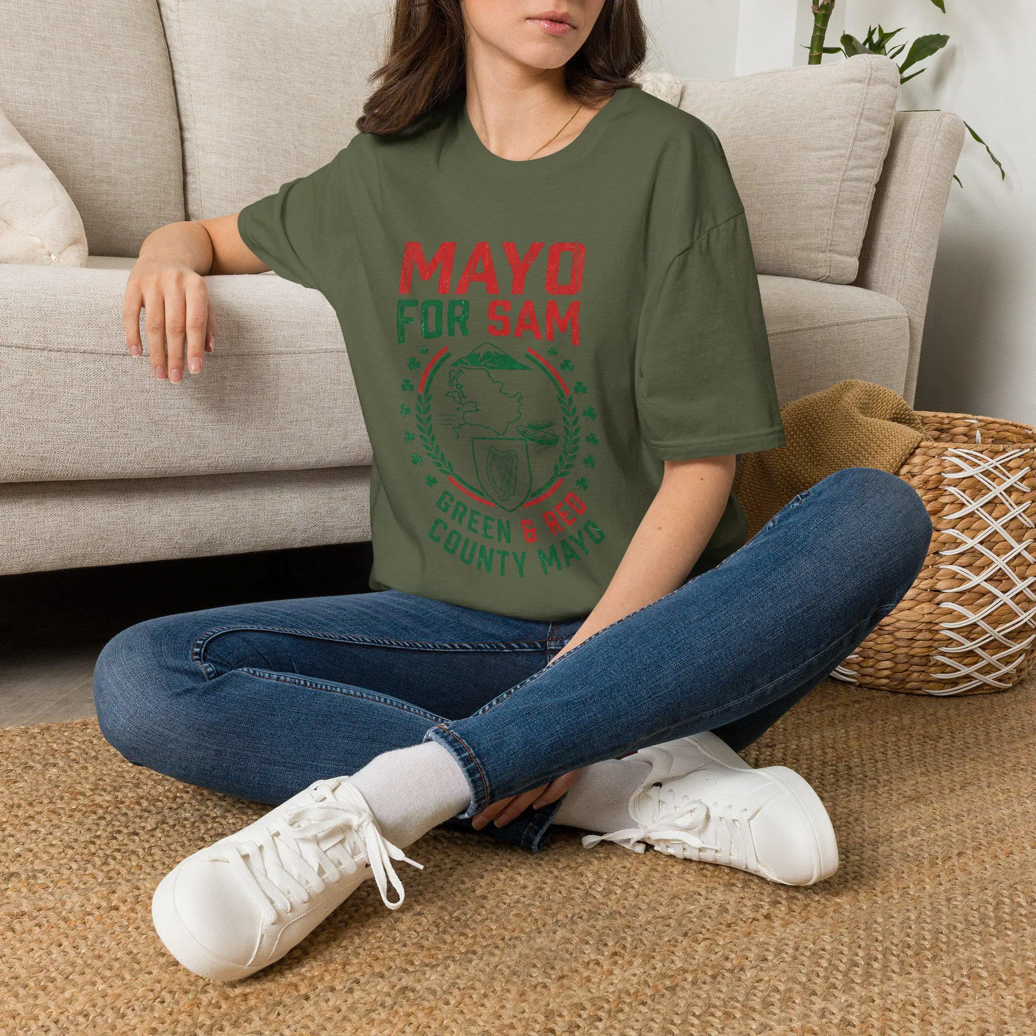 Camiseta Mayo For Sam, camiseta del condado de Mayo, camiseta verde y roja para el día del partido irlandés, regalo Maigh Eo Irlanda