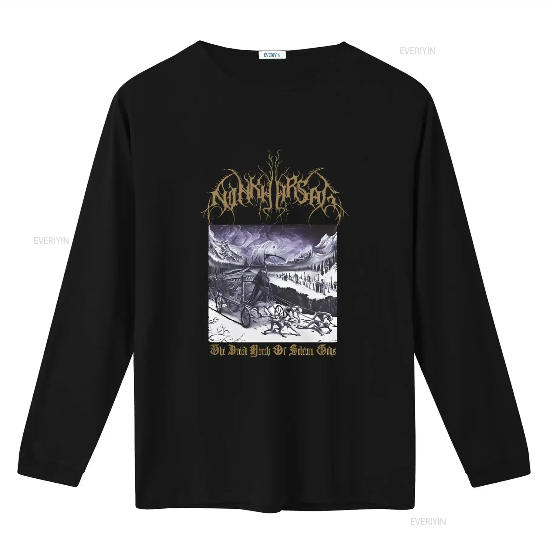 Men's Ninkharsag The Dread March Of Solemn Gods Print Slim Fit T Shirt XX Large Black vintage Washed Stretched Versatile
