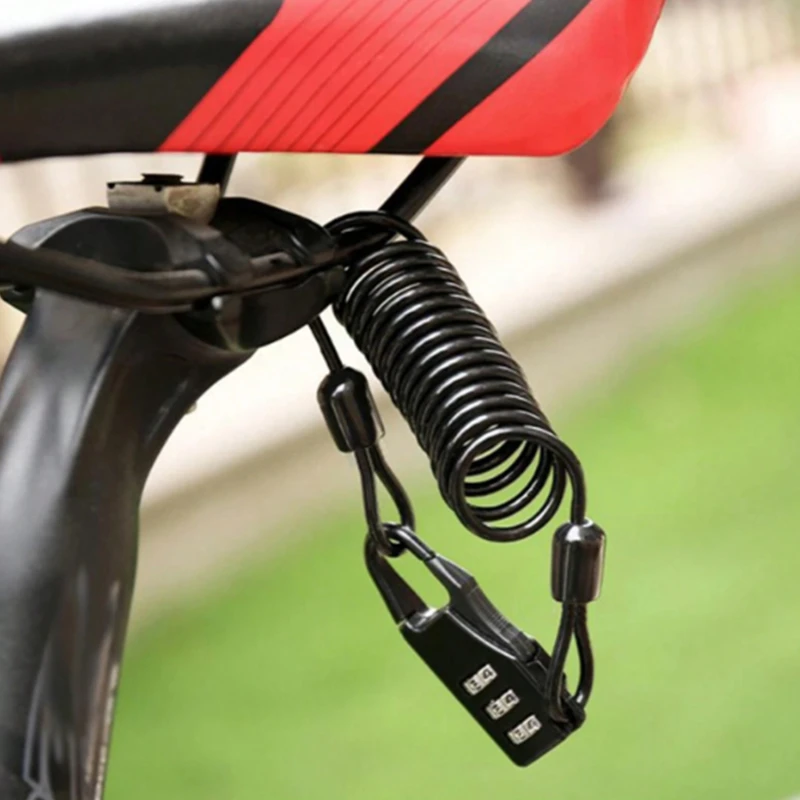 Multifunctional Helmet Lock Mountain Bike Wire Lock Safety Lock Bicycle Motorcycle Electric Vehicle Portable Password Cable Lock