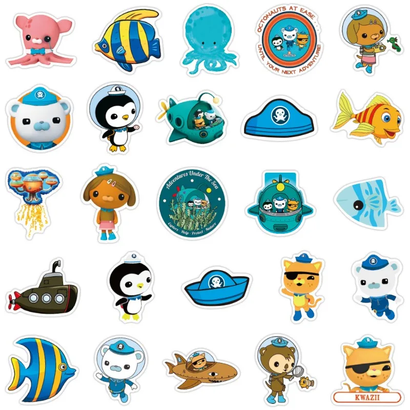 Autocollants du dessin animé Les Octonauts, étiquettes de décoration pour valise, tasse à eau, réfrigérateur, téléphone portable, 50 pièces