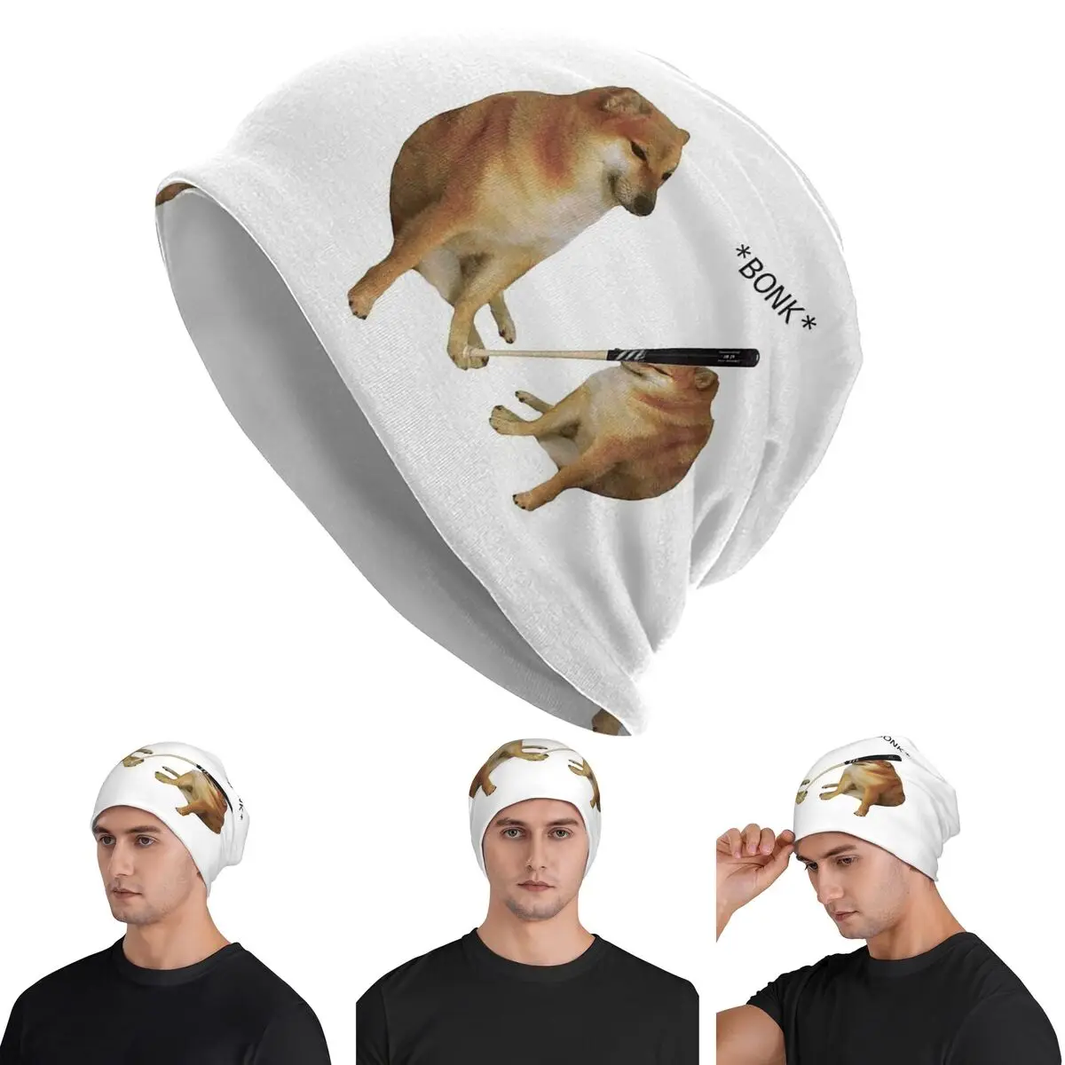 

Забавные шапки унисекс для взрослых Cheems, вязаная шапка с капюшоном, теплая модная осенне-зимняя уличная шапка Skullies