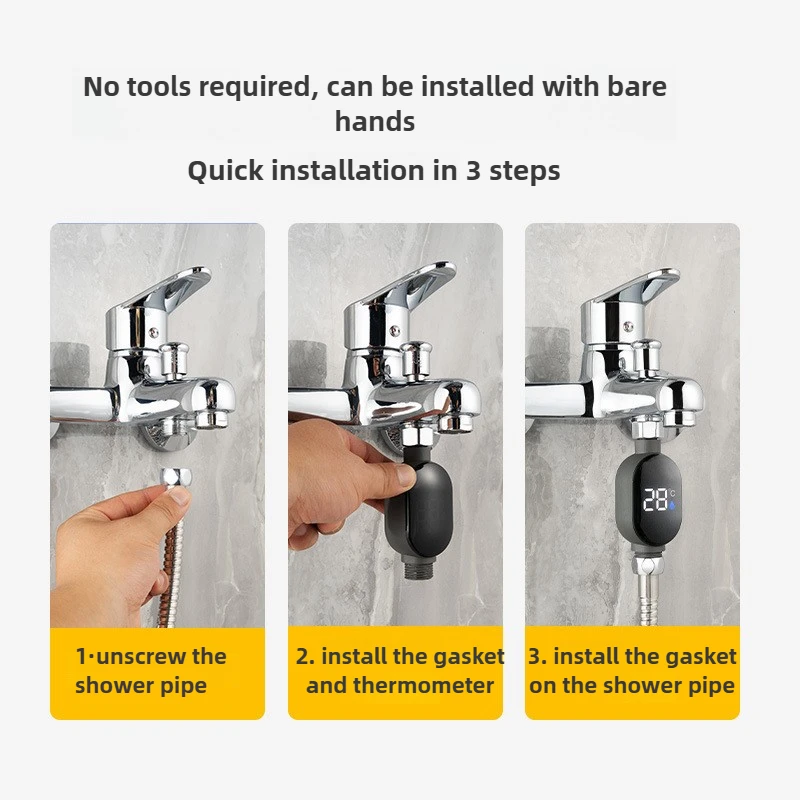 1 قطعة LED العرض البصري دش رئيس مقياس درجة حرارة الماء، مناسبة جدا للاستخدام المنزلي والفندق