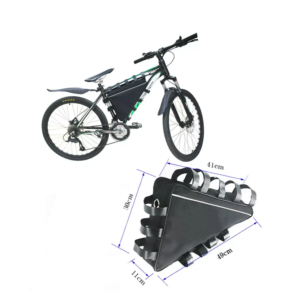 

49cm Mountain Bike Triangle Large Capacity Tube Frame Bag Pack Battery Black