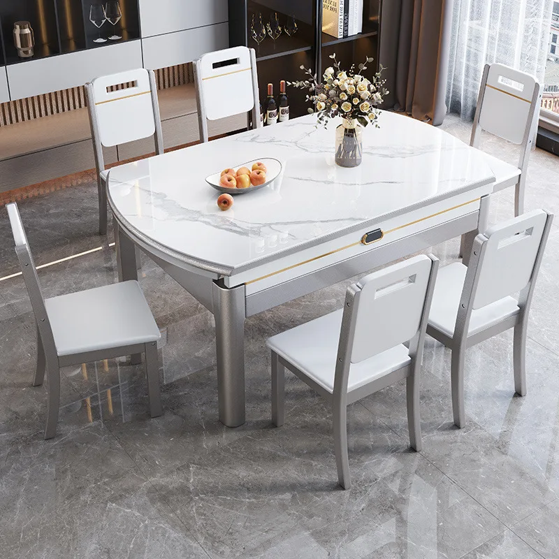 طاولة طعام ذات بلاطة صخرية وكرسي مجموعة طاولة وكرسي قابلة للطي وبسيطة وحديثة