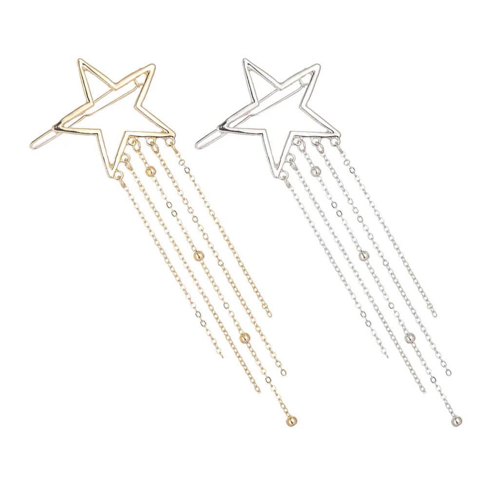 

2 шт., заколка для волос со звездой и кисточкой, очаровательная винтажная заколка для волос, вечерние заколки для волос, аксессуары для женщин и девочек, заколки для женщин