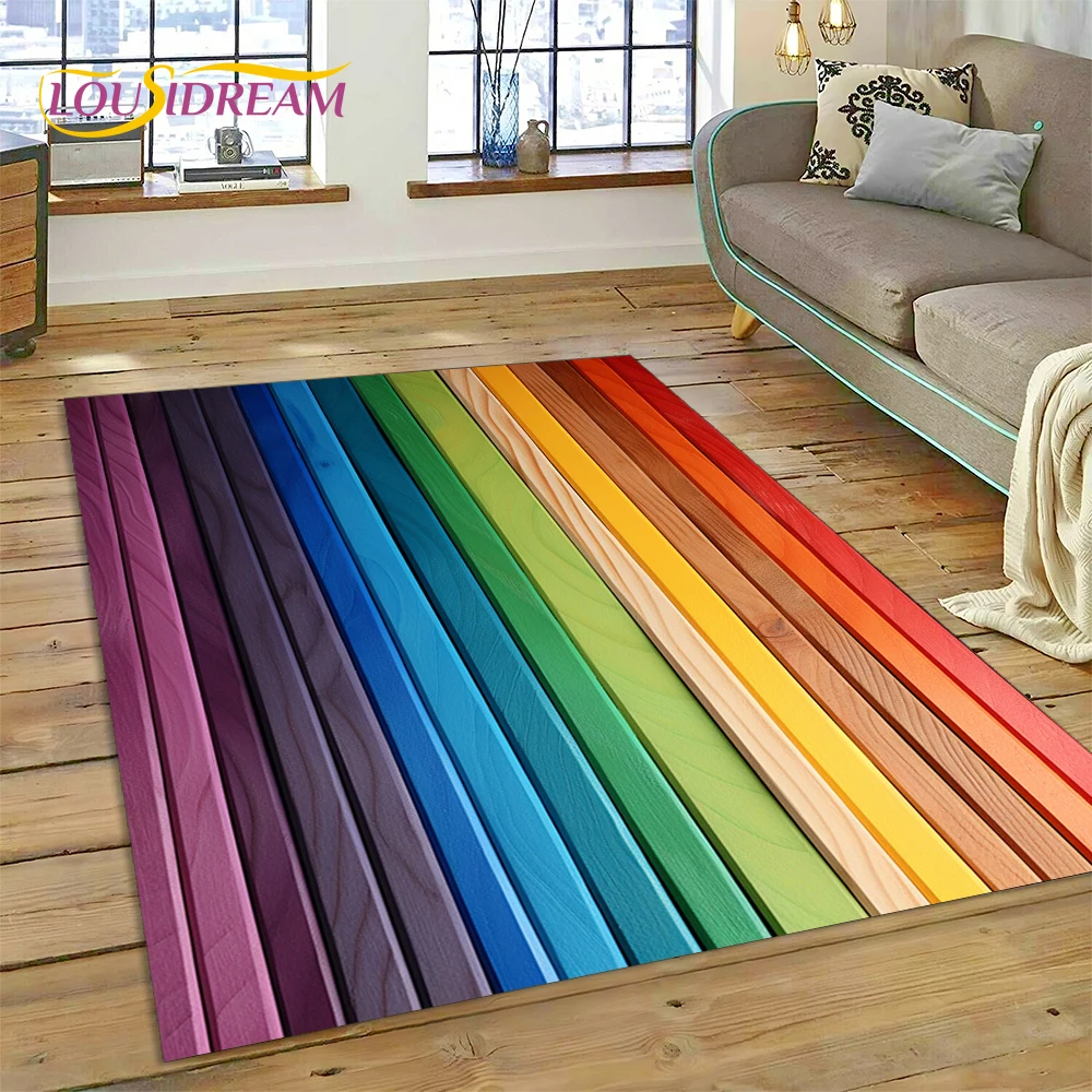 3D Colorful Wood Grain Timber Customized Rug Carpet for Living Room Bedroom Decor,floor Mat Non-slip Decoration for Sofa Doormat