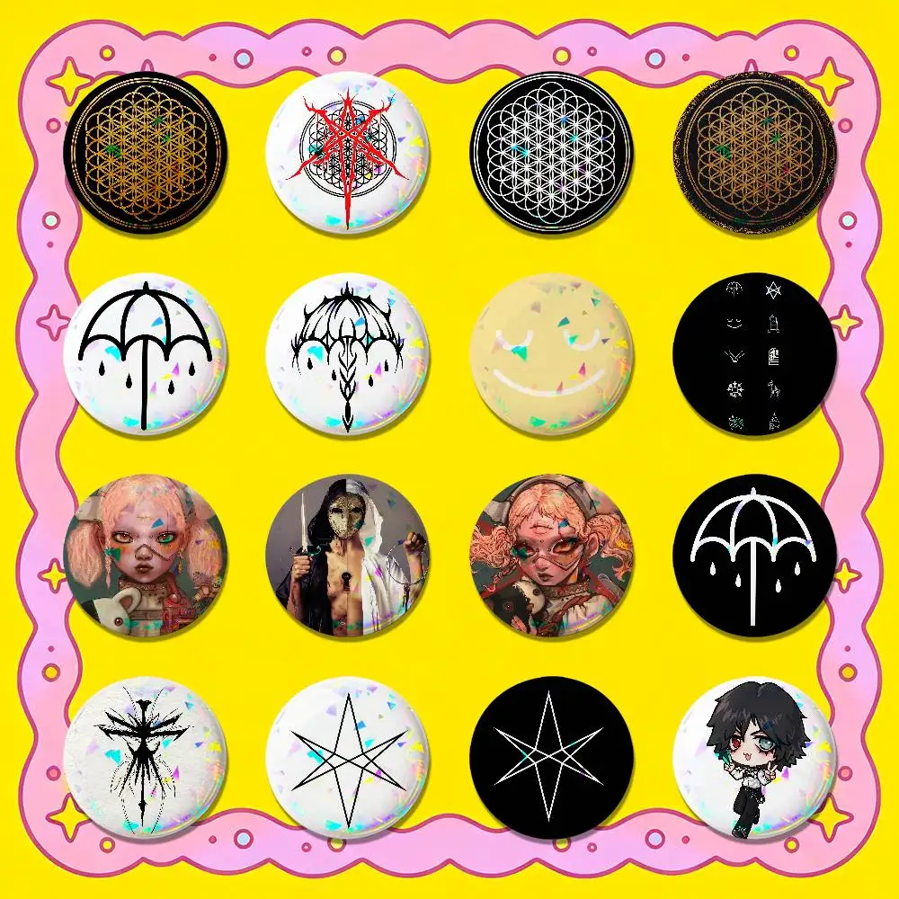 For Bring Me The Horizon BMTH Badge Cover Custom Pin Insignia Emblem Round Button 58mm 44mm Laser Film