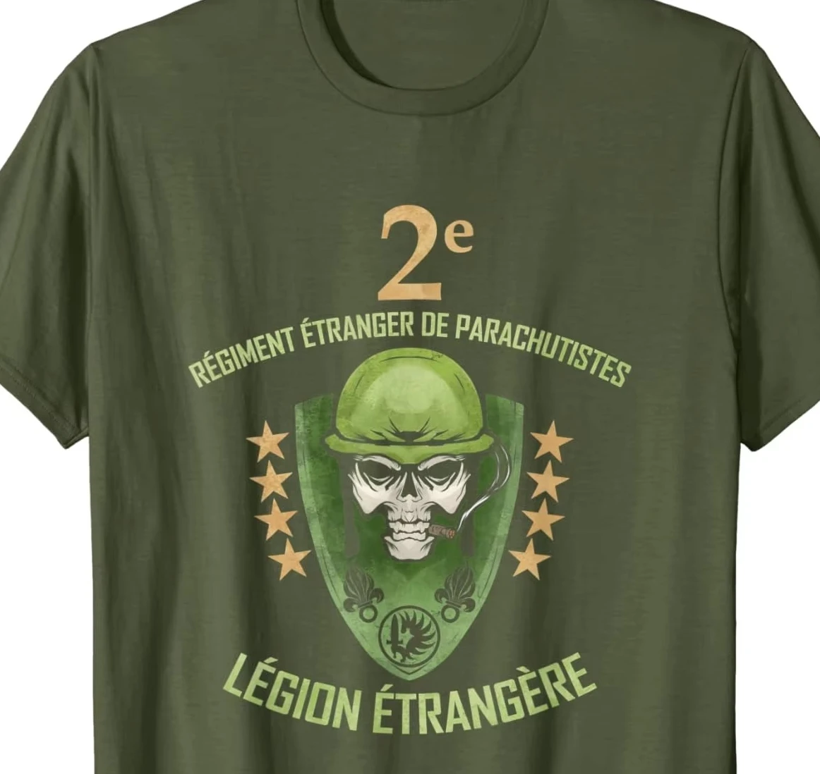 Légion Etrangere 2e Régiment Etranger De Parachutistes T-Shirt Short Sleeve Casual 100% Cotton T Shirts