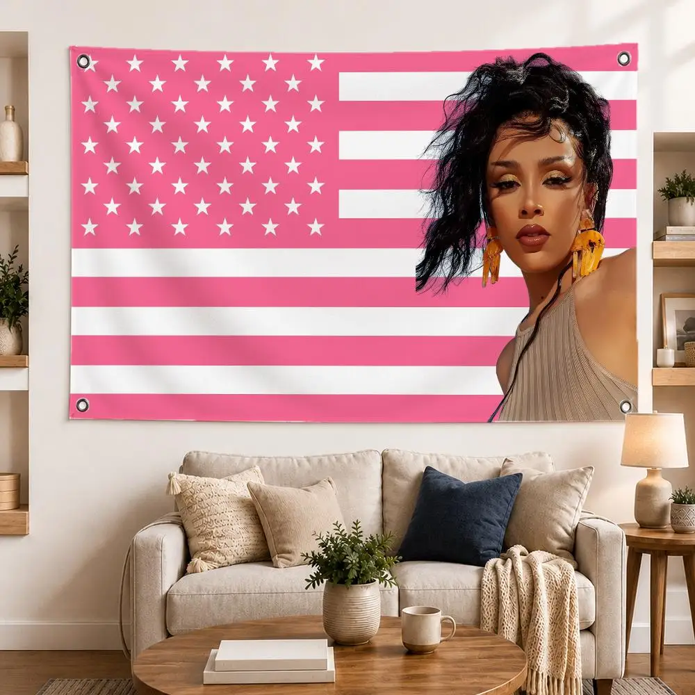 american singer D-Doja Cat Flags Horizontal High Density Knitted Fabric European Simple For Durable Outdoor Indoor Use