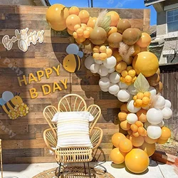 97 pezzi di palloncini per il giorno delle api kit arco senape giallo marrone sabbia bianco ballon ghirlanda baby shower festa di compleanno battesimo decorazioni forniture