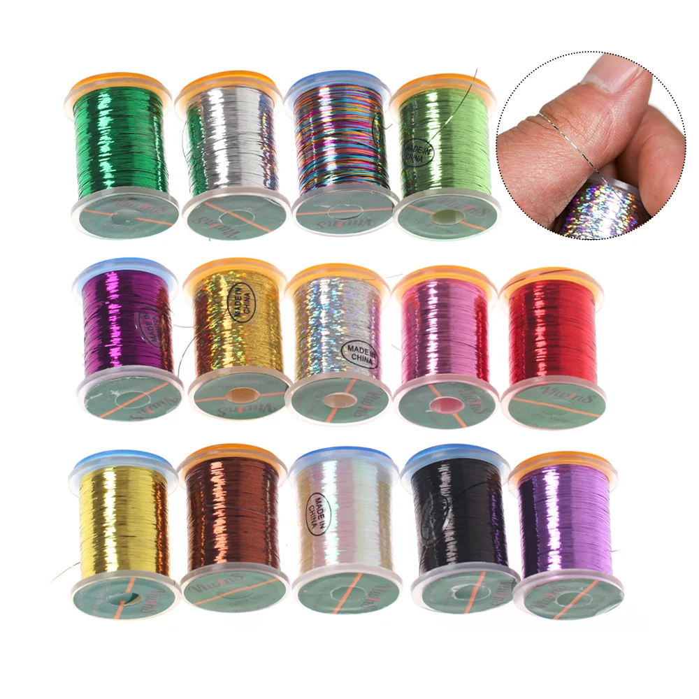 1pc 0.3mm Holographic Flash Tinsel Flat Mylar Tinsel Fly Tying Material For Midge Nymphs Dry/Wet Flies Trout Fishing Lure