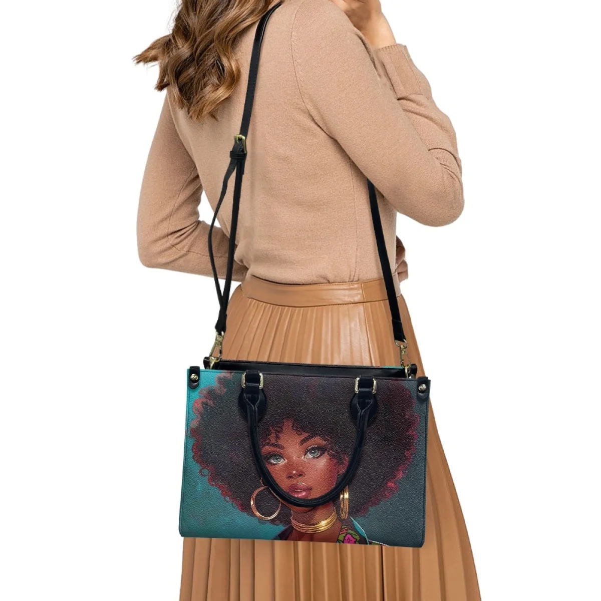 POD Drop Ship borse da donna Afro Girl Brand Design borse a tracolla in pelle PU di lusso per donna Casual spalla Bolsa Mujer