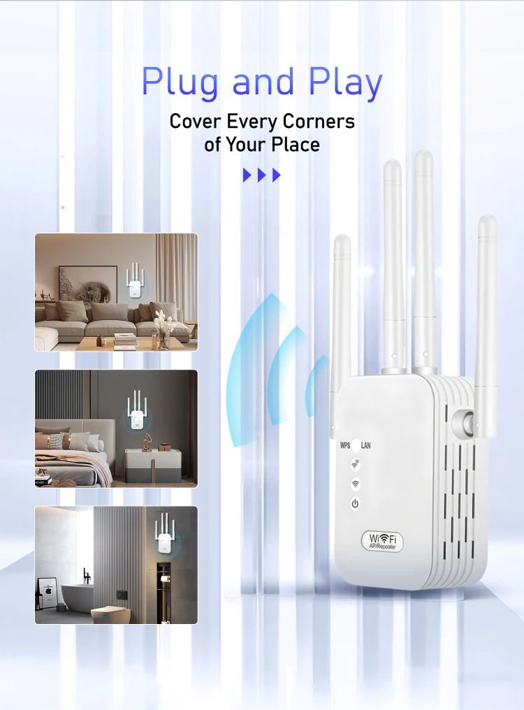 China Manufacturer OEM Dual Band 1200Mbps WiFi Repeater Range Extender