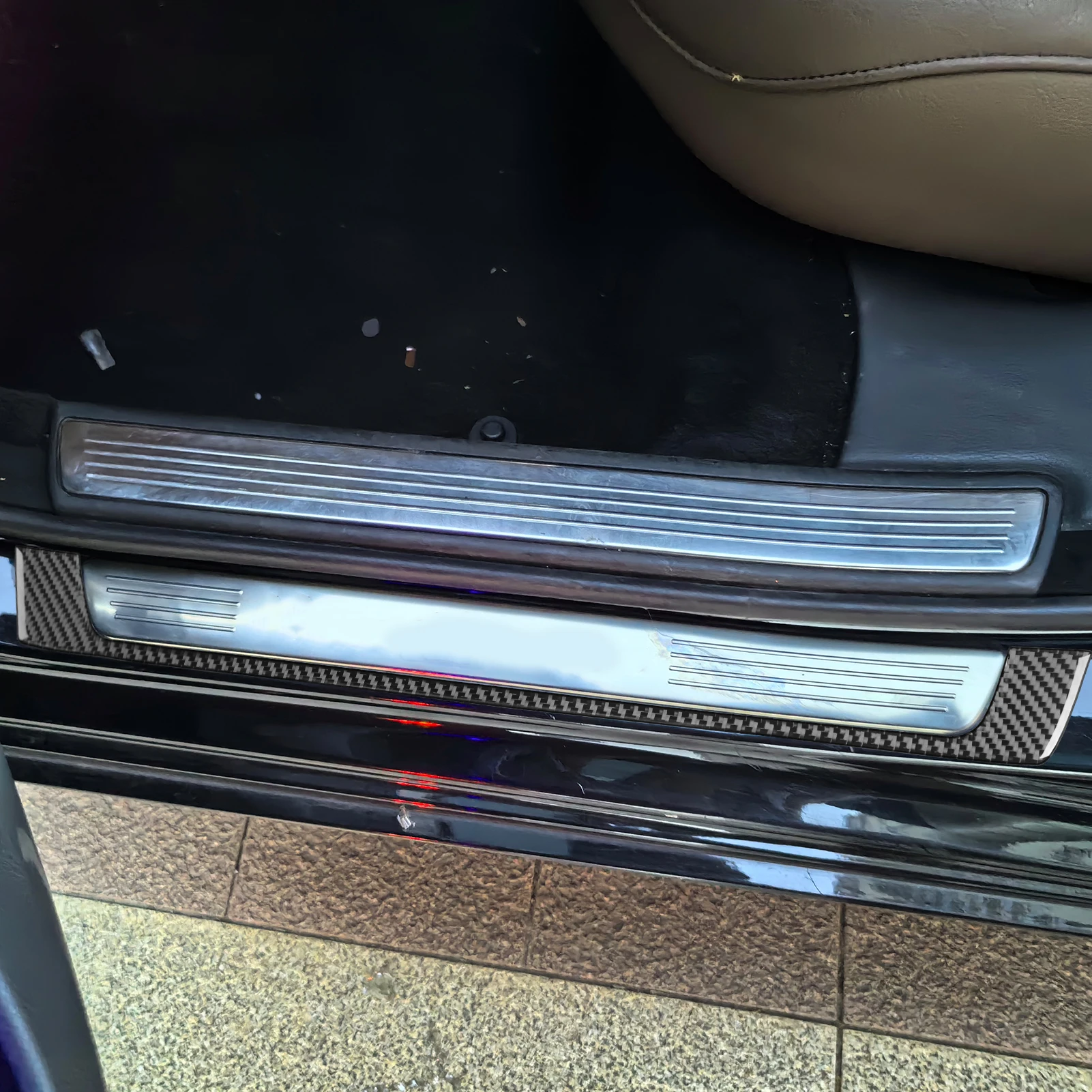 حقيقي ألياف الكربون اكسسوارات السيارات عتبة الباب غطاء إطاري ملصق لمرسيدس بنز W222 S-Class/مايباخ 13 14 15 16 17 18 19 2020